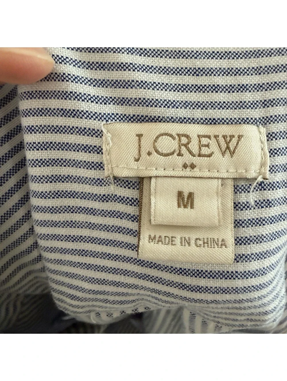 J Crew Womens Blue Stripe Popover Collared Blouse Clean Girl Minimalist Medium